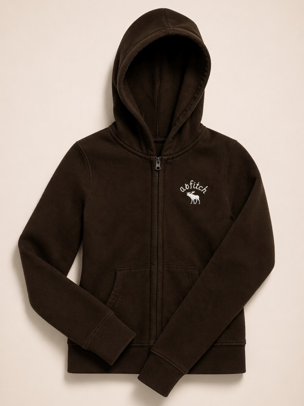 a&fitch Vintage Y2K Black Full Zip Hoodie with Outfield Logo